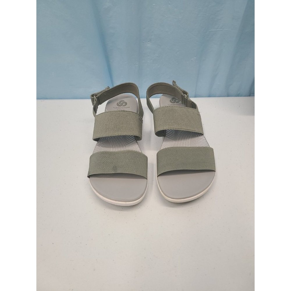 Clarks Womens Arla Jacory Sandal Size 7 Wedge Elastic Slingback Olive Washable